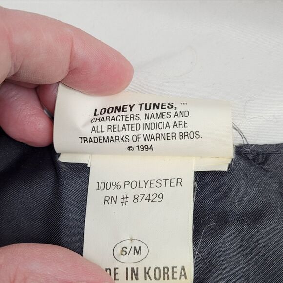 VINTAGE 90s vest Looney Tunes Warner Bros character button up tie back S/M - Picture 8 of 8